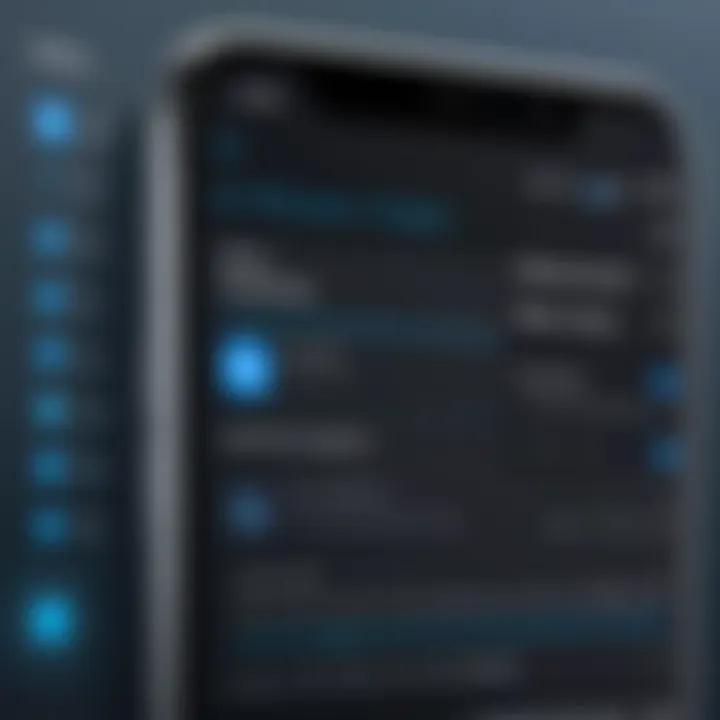 User interface showcasing font size change