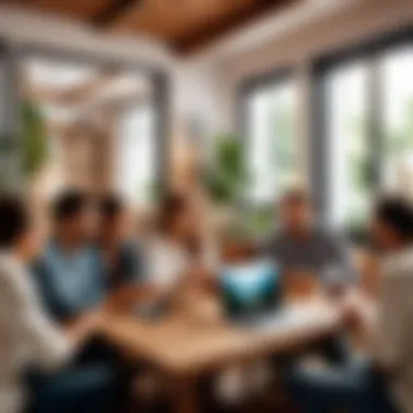 Group of friends enjoying a stay in a charming guesthouse