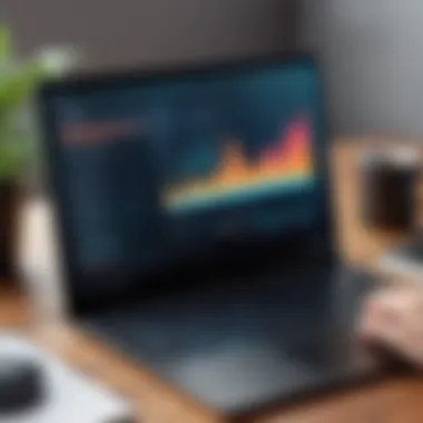 Exploring Features on Laptop User exploring music download features on a laptop