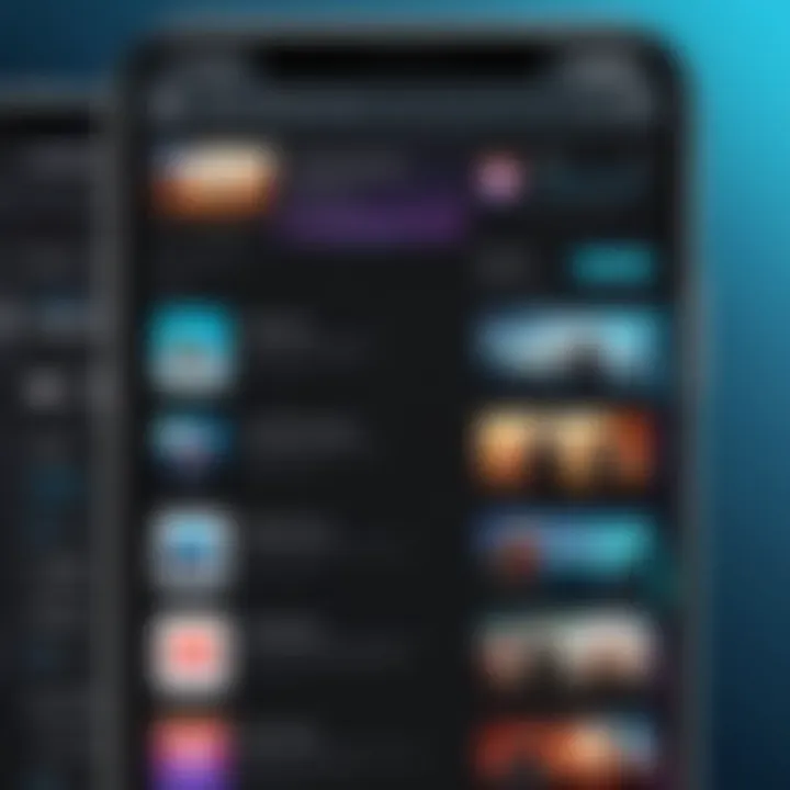 User interface of a movie streaming application