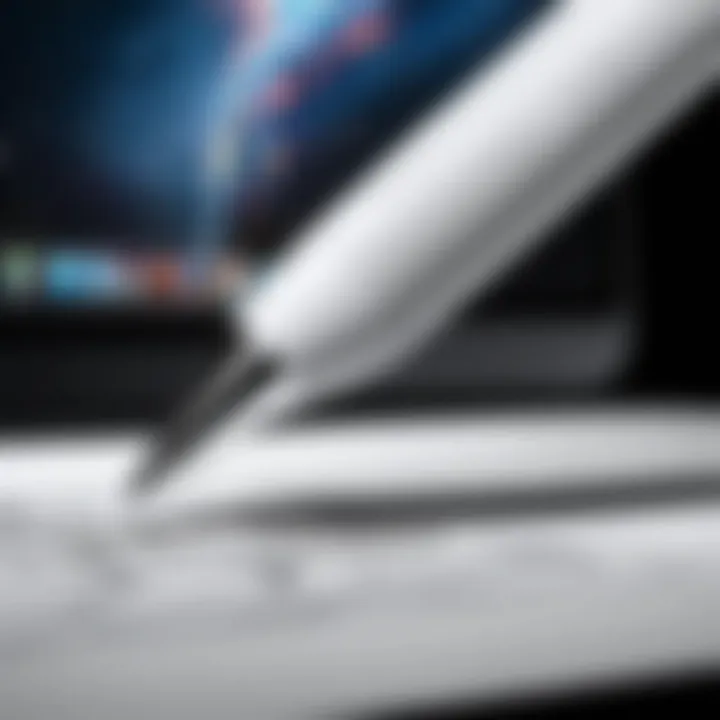 Close-up of Apple Pencil on a digital drawing app