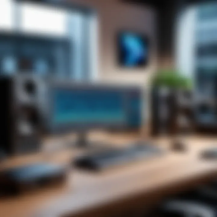 A creative workspace showcasing a sound engineer working on audio production