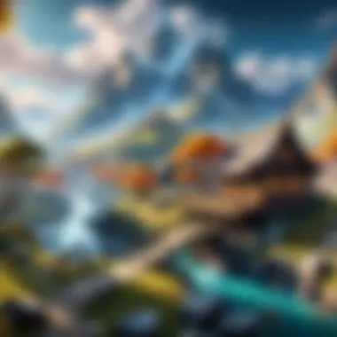 An imaginative representation of a fantasy RPG game with immersive landscapes.