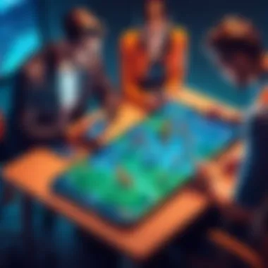 A group of players strategizing in a mobile game