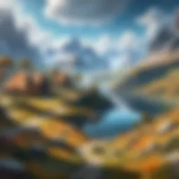 A fantasy landscape showcasing diverse RPG settings