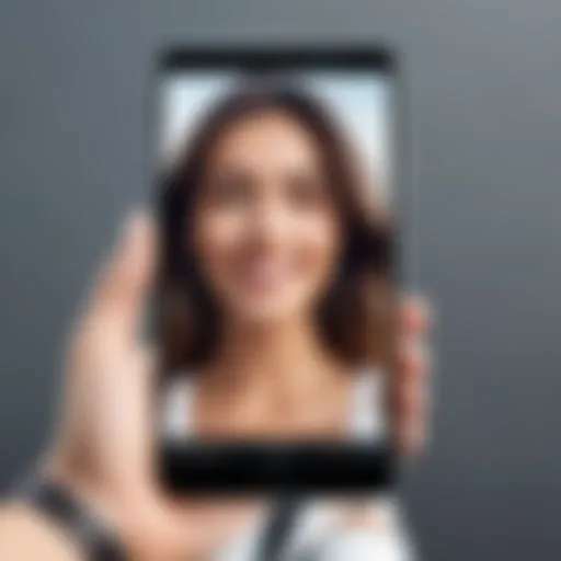 Dynamic smartphone camera showcasing selfie capabilities