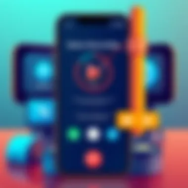 Interface of a call recording application displaying features