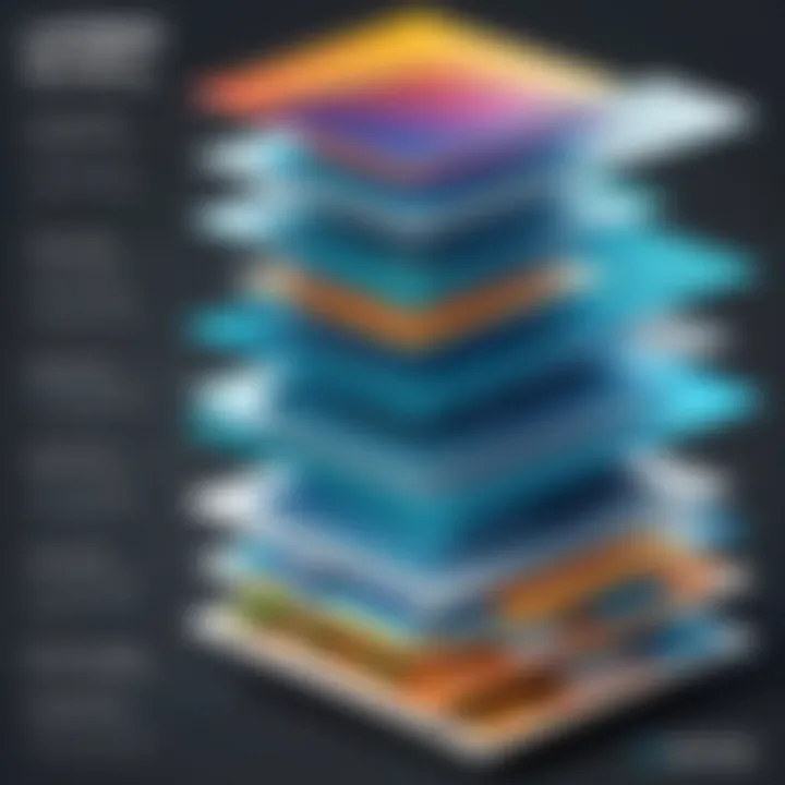 Visual representation of layering strategies in Photoshop