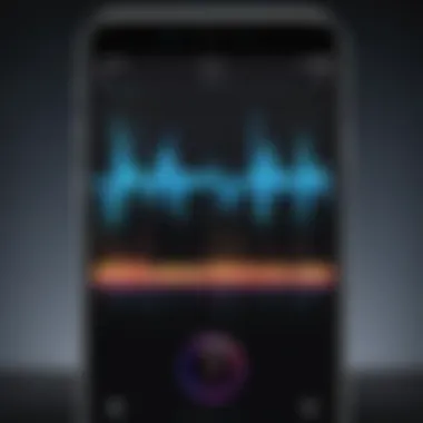 Audio Waveform Editing An edited audio waveform displayed on an iPhone screen.
