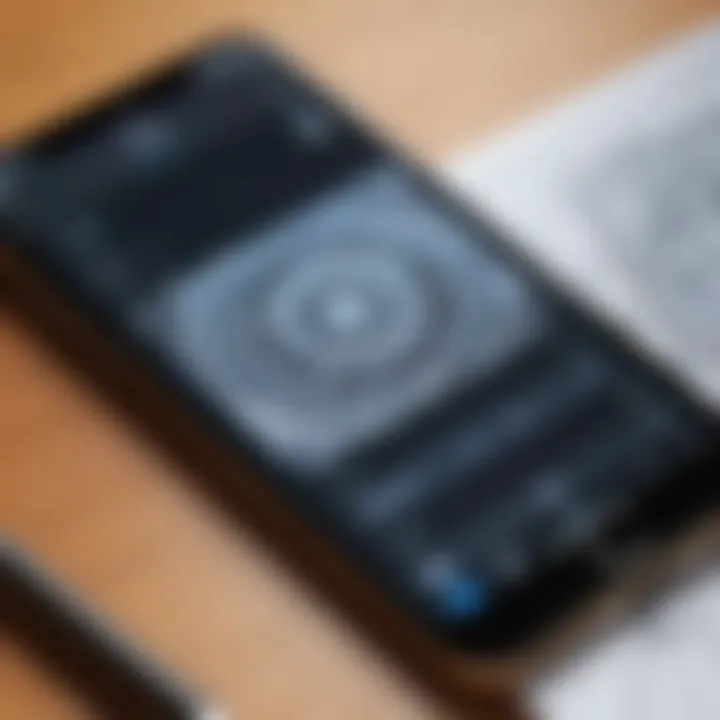 A close-up of an iPhone displaying a drawing app interface with an intricate artwork in progress.