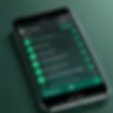 Smartphone displaying WhatsApp interface