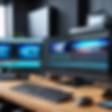 Professional Video Editing Setup for Overlays A professional setup showing advanced video editing equipment