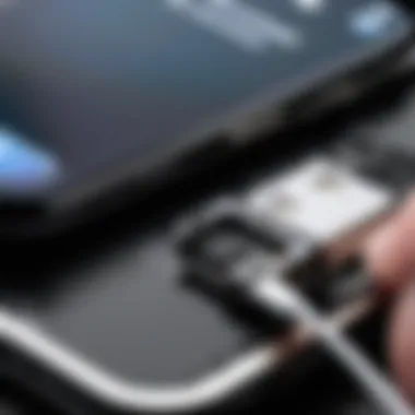 Close-up of iPhone XS Max charging port