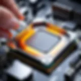 Close-up of thermal paste application on CPU