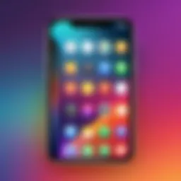 An elegantly arranged iPhone home screen showcasing vibrant app icons and a harmonious color palette.