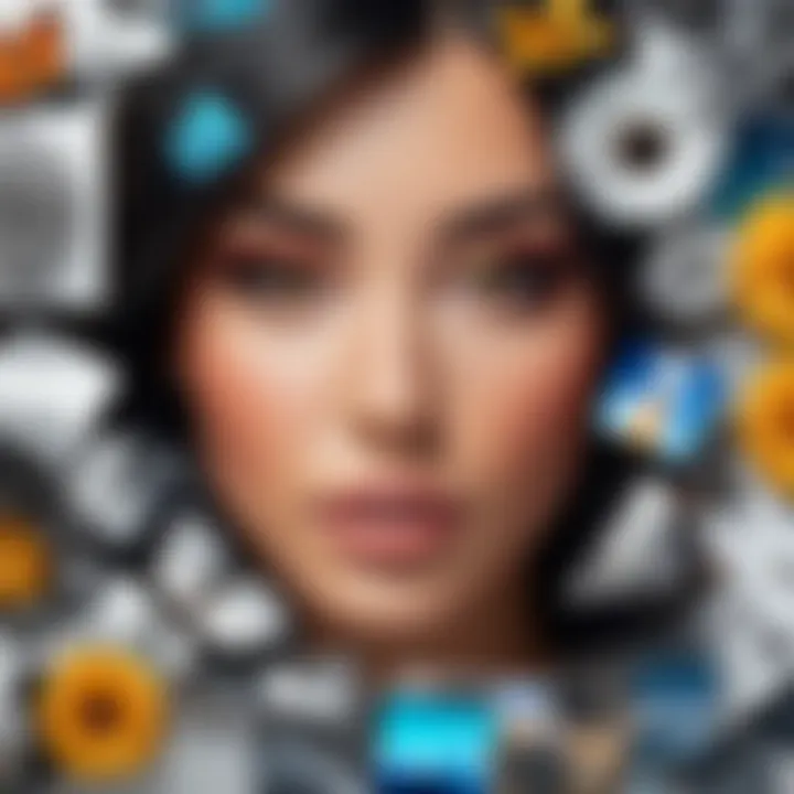 An artistic representation of adding the final enhancements to a collage. Final touches on collage