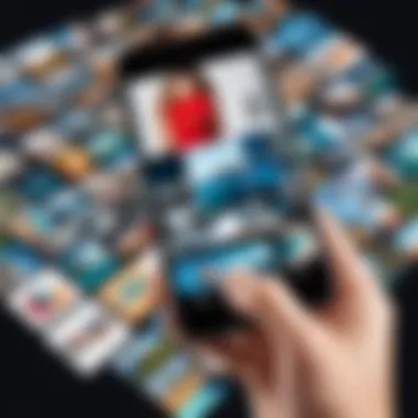 An illustration depicting the selection of photos for a collage. Photo selection process