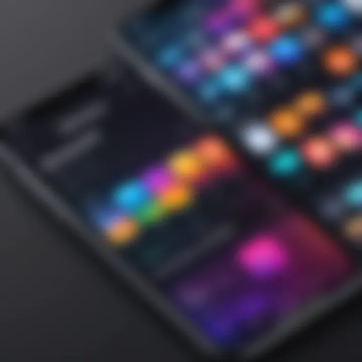 A colorful music library interface on an iPhone.