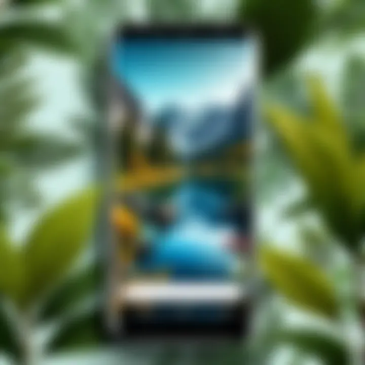 A sleek Android device displaying a personalized nature-themed wallpaper