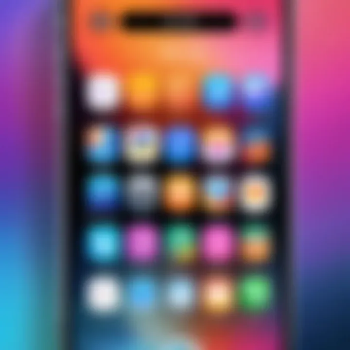 Vibrant iPhone home screen with widgets and app icons