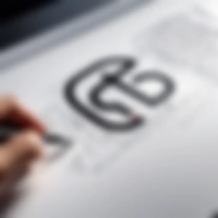 An illustration of a designer sketching font characters on paper.