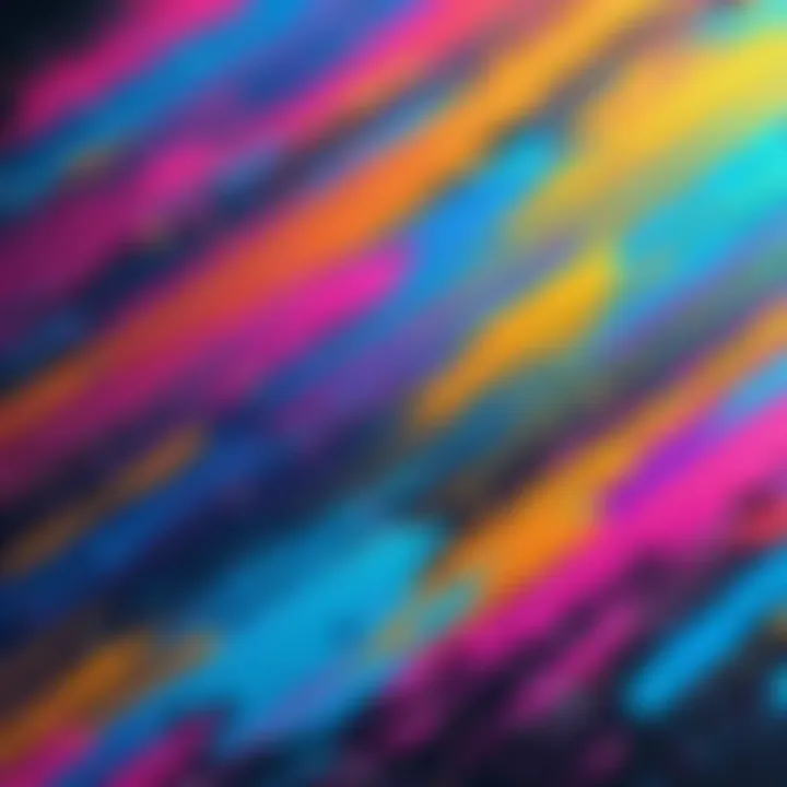 Close-up of a digital canvas filled with vibrant colors and brush strokes