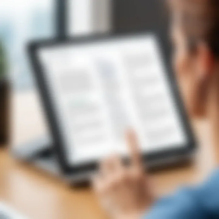 User interacting with an ebook reading app on Windows 10