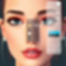 Close-up of facial editing tools in software