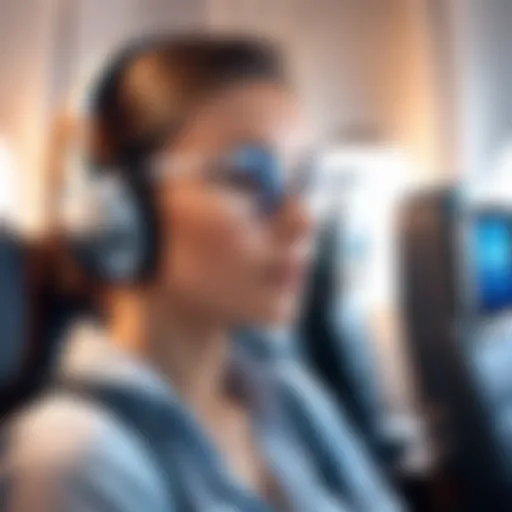 Traveler enjoying music on a plane