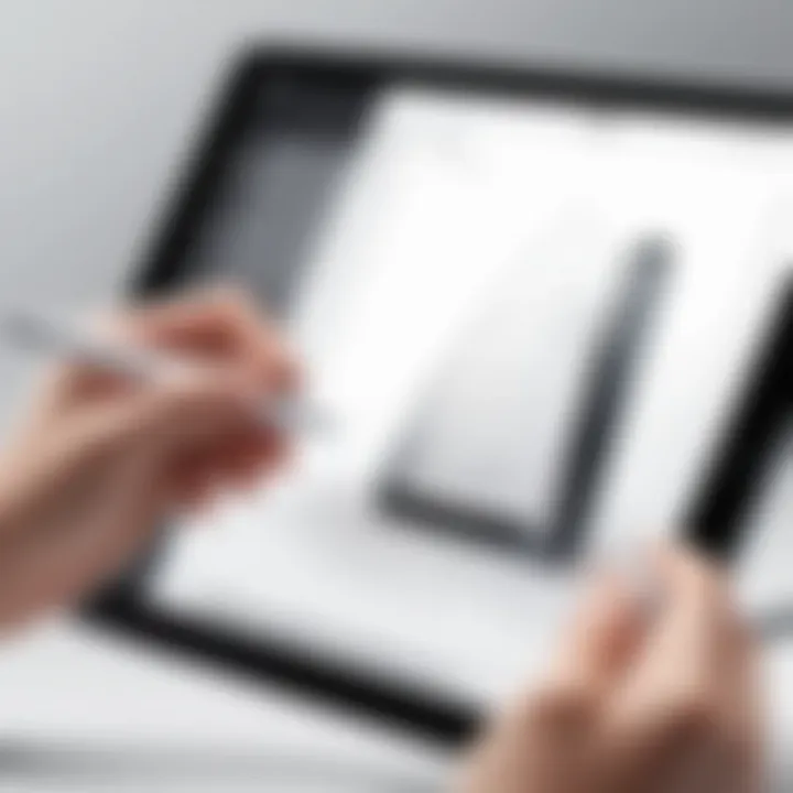Stylus in action, demonstrating performance on a touchscreen