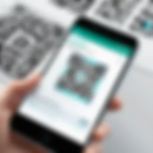 A close-up of a smartphone scanning a QR code with a focus on the screen display.