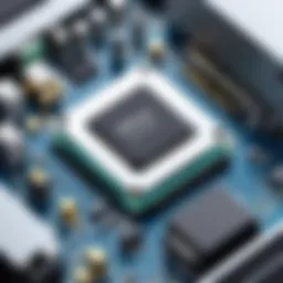 Close-up of a computer's internal components showing hardware arrangement.