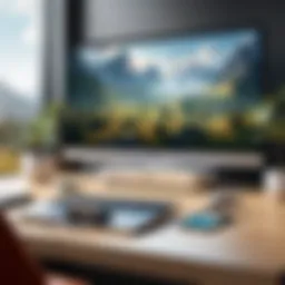 A serene landscape showcasing a gaming environment on an Apple device