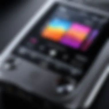 A detailed view of the user interface of the latest Apple portable music player.