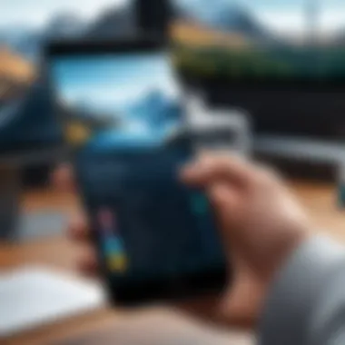 Mobile Background Selection Illustration Illustration of a user selecting backgrounds for editing on a mobile device