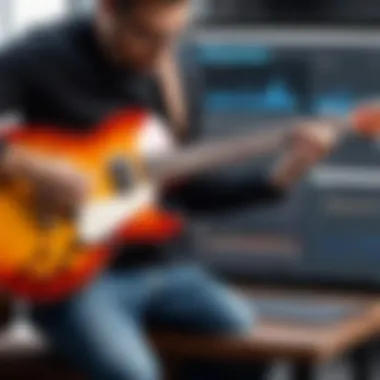 Interactive Guitar Lessons for Effective Learning User engaging with an interactive guitar lesson app