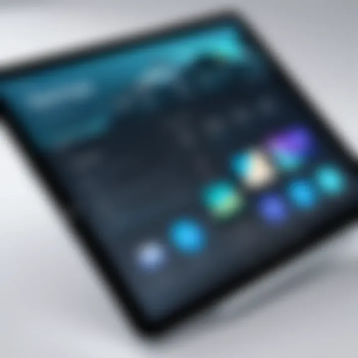 Close-up of a tablet showcasing multi-functional features