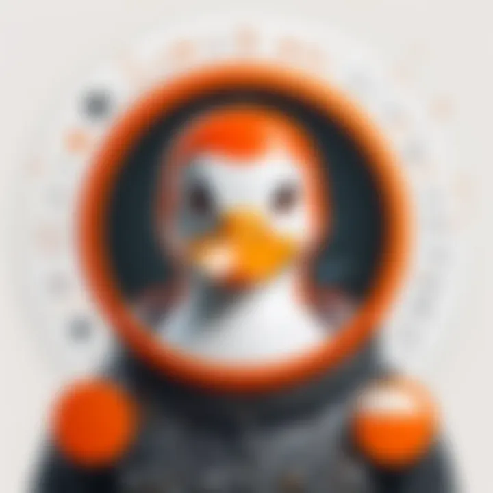 A conceptual image depicting the philosophy of data protection and user-centric search, reflecting the core values of DuckDuckGo.