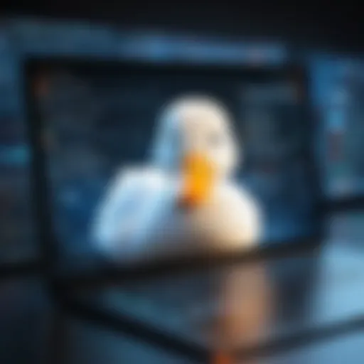 A digital representation of privacy and security online, symbolizing DuckDuckGo's commitment to user anonymity.