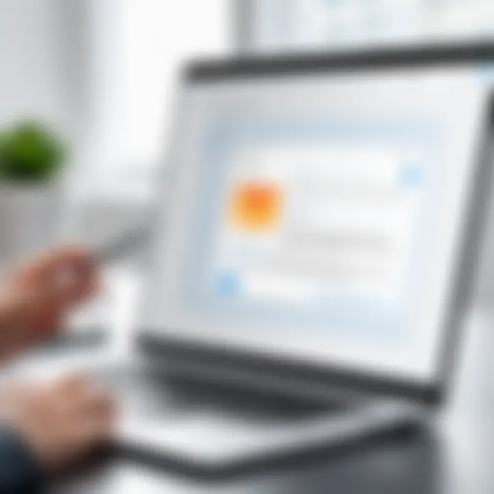 A person using an email management application on their laptop.
