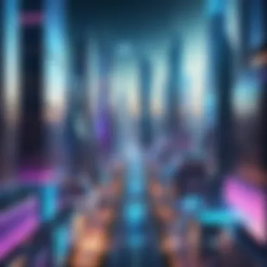 Futuristic cityscape screensaver illustrating advanced technology
