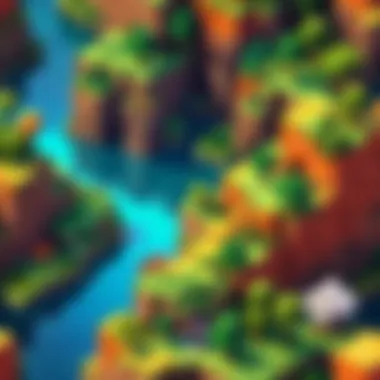 Vibrant pixelated landscape from a Minecraft-inspired game