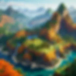 A vibrant Minecraft landscape showcasing diverse biomes