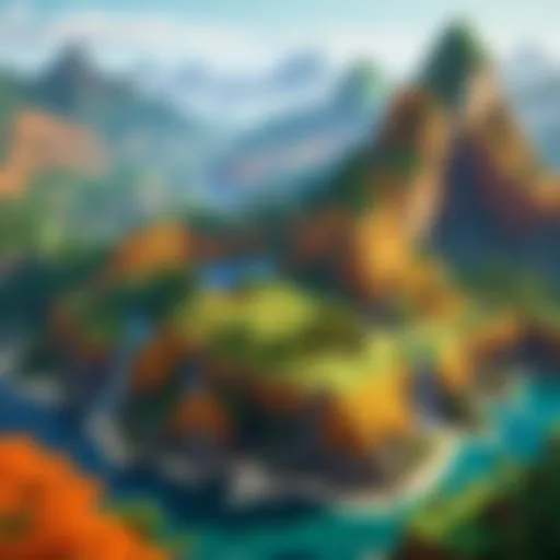 A vibrant Minecraft landscape showcasing diverse biomes