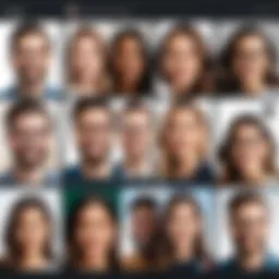 A visual representation of Google Duo's group call interface showcasing multiple participants.