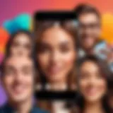 A vibrant display of various selfie filter app interfaces showcasing diverse features.