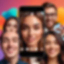 A vibrant display of various selfie filter app interfaces showcasing diverse features.