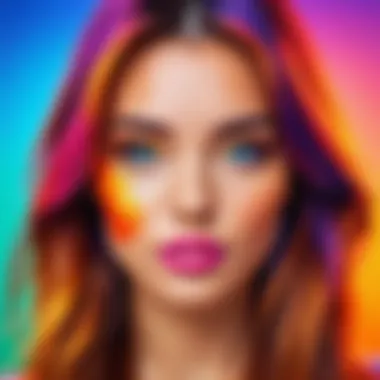 An artistic representation of digital filters enhancing a selfie with vivid colors.