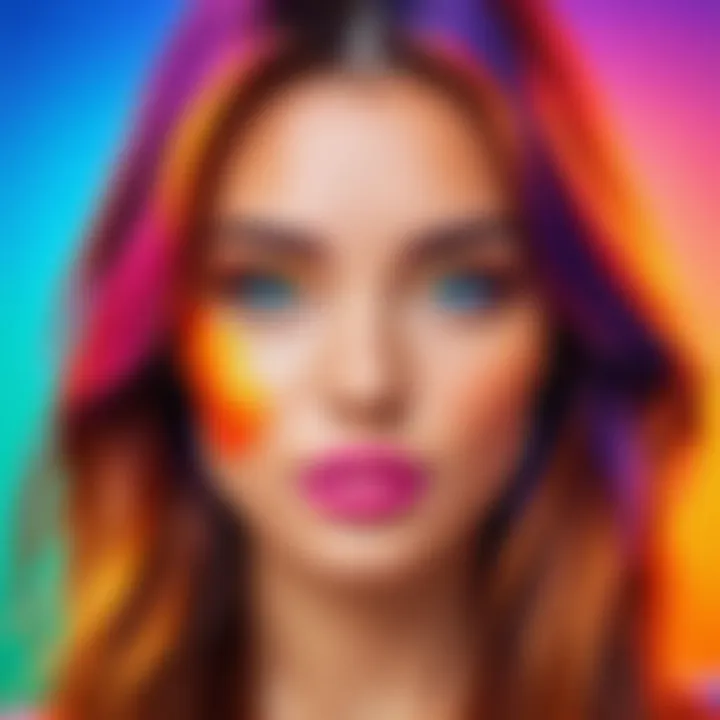 An artistic representation of digital filters enhancing a selfie with vivid colors.