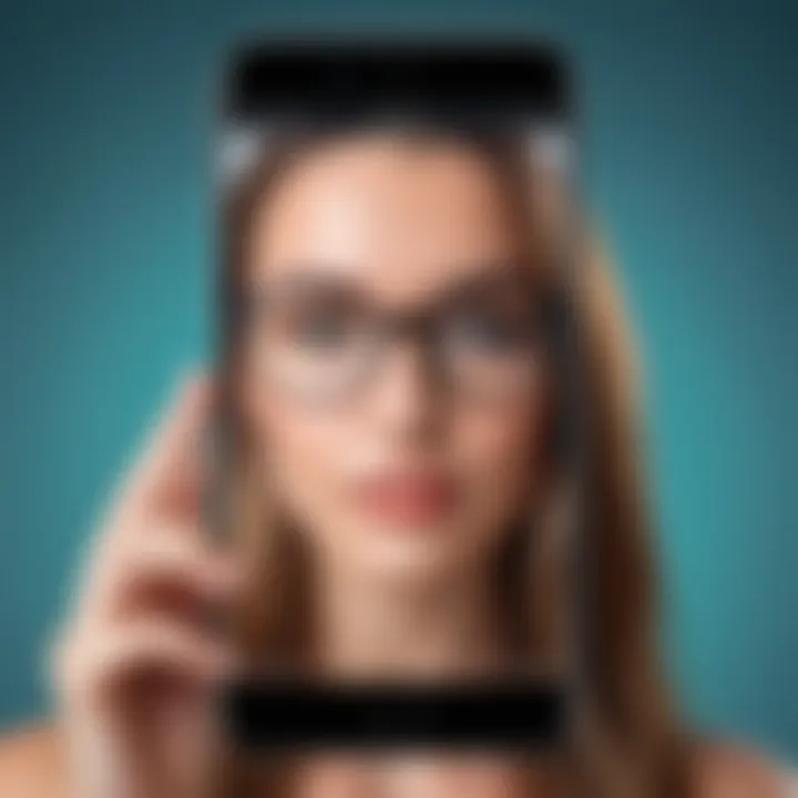 A conceptual image highlighting privacy concerns related to data usage in selfie filter applications.